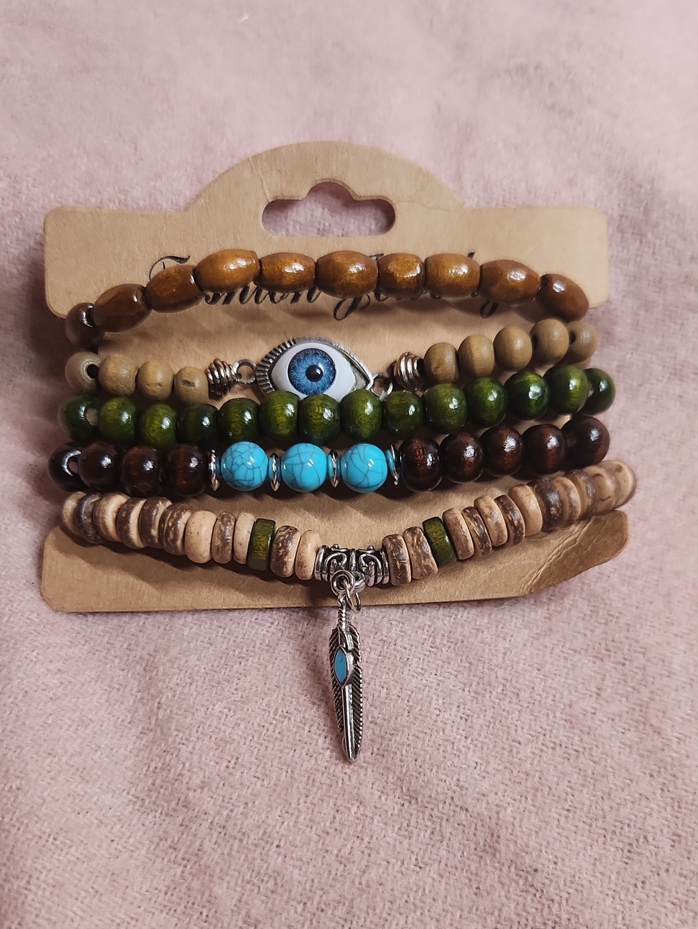 Boho Beaded Layered Bracelet Set with Turquoise Accent
